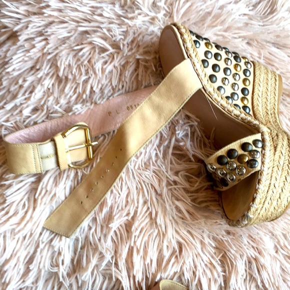 Stuart Weitzman Studded Platform Espadrille Wedge - Picture 5 of 6
